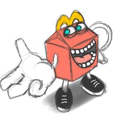  1:1 2014 4_fingers alternate_species ambiguous_gender animate_inanimate box clothing conditional_dnp container digital_media_(artwork) fingers footwear guide_lines happy_(mcdonald&#039;s) happy_meal icon mascot mcdonald&#039;s not_furry reaching shadow shoes simple_background smile solo teal_eyes teeth tongue what_has_science_done white_background zp92 