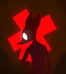  2019 anthro bodily_fluids canid canine canis coyote digital_media_(artwork) five_pointed_star glowing glowing_eyes half-length_portrait looking_back male mammal nan_quest pashoo portrait santiago_(nq) shaded skinny snout soft_shading solo tears white_eyes 