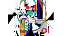  abstract aqua_hair aqua_necktie artist_name bare_shoulders black_skirt black_sleeves black_thighhighs circle collared_shirt colored_skin cowboy_shot detached_sleeves female floating_hair hatsune_miku long_hair long_sleeves looking_at_viewer machigami_yoh miniskirt necktie rectangle shapes shirt skirt sleeveless sleeveless_shirt solo standing thighhighs triangle very_long_hair vocaloid white_background white_shirt white_skin wide_sleeves zettai_ryouiki 