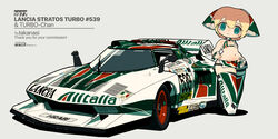  animal_ear_fluff animal_ears bbs_(wheel) blonde_hair blue_eyes car commission ear_covers english_text female grey_background head_tilt highres lancia_(brand) lancia_stratos logo_parody looking_at_viewer motor_vehicle navel original pirelli race_vehicle racecar rally_car rikona shadow simple_background skeb_commission solo spoiler_(automobile) thighhighs vehicle_and_personification vehicle_focus vehicle_name wide_hips world_sportscar_championship 