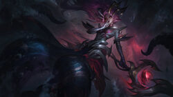  absurdres armor asymmetrical_gloves black_sclera breasts colored_sclera coven_nami fate-fiction female gloves glowing_mouth highres holding holding_staff joshua_raphael league_of_legends leviathan_(league_of_legends) long_hair medium_breasts mismatched_gloves monster monster_girl nami_(league_of_legends) official_art pink_hair purple_gloves red_eyes scylla solo_focus staff tentacle underwater white_gloves 