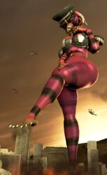  3d_(artwork) absurd_res alien alien_humanoid anthro armor big_breasts breasts city clothed clothing crush destruction digital_media_(artwork) dominant dominant_female dominatrix electronic_arts female hat headgear headwear hi_res humanoid long_legs looking_pleasured low-angle_view macro masturbation maxis_(ea) military outside plantigrade skimpy solo spore_(game) standing suggestive thick_thighs thickship 