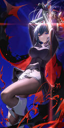  animal_ear_fluff animal_ears arknights black_cape black_hair black_jacket black_shirt breasts cape female gauntlets hair_between_eyes highres holding holding_sword holding_weapon jacket liu_liaoliao long_hair looking_at_viewer medium_breasts multicolored_cape multicolored_clothes red_cape shirt solo sword texas_(arknights) texas_the_omertosa_(arknights) texas_the_omertosa_(wingbreaker)_(arknights) weapon wolf_ears wolf_girl 