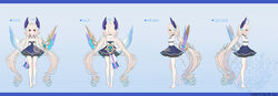  absurdly_long_hair ahoge aqua_nails bare_legs bare_shoulders barefoot bird_girl blonde_hair blue_dress blue_hair blue_wings bow dress enna_alouette enna_alouette_(1st_costume) female fingernails flower full_body hair_flower hair_ornament hairbow head_wings kt._(kaisou-notagui) long_hair low_twintails mechanical_wings multicolored_hair multiple_views multiple_wings nail_polish nijisanji nijisanji_en off_shoulder official_art pantyhose purple_bow purple_dress purple_eyes purple_wings reference_sheet second-party_source sleeveless twintails very_long_hair virtual_youtuber white_flower white_legwear white_pantyhose wide_sleeves wings 