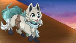  16:9 2023 ambiguous_gender black_body black_fur blue_eyes blue_tail canid canine digital_media_(artwork) feral fin fur generation_7_pokemon hi_res mammal nintendo open_mouth pack pokemon pokemon_(species) rockruff scarf shiny_pokemon starlight:_new_dawn_scar starwolfskin tail vector_(starlight) white_body white_fur widescreen zgf_gaming 