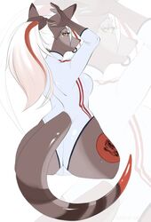  anthro ass ball basketball_(ball) big_breasts breasts canid canine canis clothed clothing domestic_dog female hair hi_res looking_at_viewer looking_back looking_back_at_viewer mammal ponytail rear_view sahary solo sportswear tail 