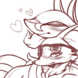  1:1 absurd_res blush braixen canid canine coiling cuddling duo eyewear eyewear_on_head female feral florecentmoo gender_transformation generation_5_pokemon generation_6_pokemon glasses glasses_on_head heart_symbol hi_res interspecies jaki-kun_(character) line_art looking_down male male/female mammal nintendo pokemon pokemon_(species) reptile scalie semi-anthro serperior simple_background size_difference sunglasses transformation 