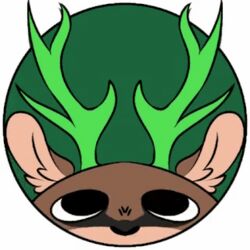  1:1 animated anonymous_artist antlers blinking brown_body circle deer digital_media_(artwork) facial_markings feral front_view green_antlers green_theme head_markings headshot_portrait heart_symbol horn looking_up low_res male mammal markings portrait short_playtime solo 