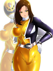  bodysuit dekayellow female highres reimon_marika ri~hu skin_tight super_sentai tokusou_sentai_dekaranger yellow_bodysuit 