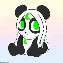  1:1 accessory anthro bear black_body black_fur black_nose colored_line_art crescent_moon digital_media_(artwork) eyelashes fan_character female fur fur_markings giant_panda green_eyes green_line_art hair jewelry lunarpanda8686 mammal markings mika_(lunarpanda8686) moon necklace round_ears simple_background smile solo white_body white_fur white_hair 