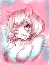  anthro avoid_posting breasts bust_portrait chimangetsu female happy mammal mattie_(chimangetsu) naked_mole-rat open_mouth pomander portrait rodent smile solo 