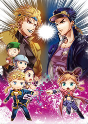  6+boys bad_id bad_pixiv_id brothers chains chibi commentary_request cone_hair_bun dio_brando donatello_versus family father_and_daughter father_and_son female gakuran giorno_giovanna hair_bun hat jojo_no_kimyou_na_bouken kujo_jolyne kujo_jotaro multiple_boys opposing_sides photoshop_(medium) rikiel school_uniform siblings stardust_crusaders stone_ocean striped_hair tazawa_(odamura) ungaro vento_aureo 