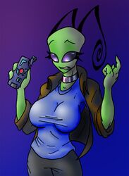  alien alien_humanoid bald clock-face clothed clothing female humanoid invader_zim irken nickelodeon not_furry simple_background solo teeth 