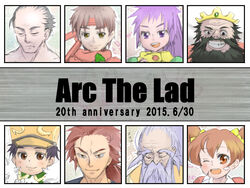  6+boys arc_(arc_the_lad) arc_the_lad bandana brown_hair choko_(arc_the_lad) chongora gogen iga_(arc_the_lad) kukuru_(arc_the_lad) long_hair multiple_boys multiple_girls poco scarf short_hair tosh_(arc_the_lad) upper_body 