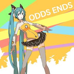  alternate_costume aqua_eyes aqua_hair black_skirt commentary_request feet_out_of_frame female fingerless_gloves frilled_skirt frills gloves grey_thighhighs hatsune_miku headphones heartbeat_(module) long_hair miniskirt naruto_maki odds_&amp;_ends_(vocaloid) skirt solo thighhighs twintails very_long_hair vocaloid zettai_ryouiki 