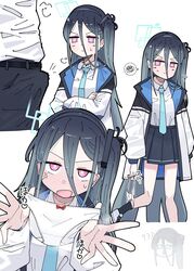  &lt;key&gt;_(blue_archive) 1boy 2girls absurdly_long_hair anger_vein aris_(blue_archive) black_hair black_hairband black_skirt blue_archive blue_eyes blue_necktie blush bulge closed_mouth collared_shirt doodle_sensei_(blue_archive) erection erection_under_clothes green_halo hairband halo highres holding holding_clothes holding_panties holding_underwear long_hair long_sleeves multiple_girls necktie one_side_up open_mouth panties pleated_skirt presenting_removed_panties puff_of_air puffy_long_sleeves puffy_sleeves red_eyes ringed_eyes sensei_(blue_archive) shirt simple_background skirt spoken_squiggle squiggle underwear very_long_hair white_background white_panties white_shirt yuhatasuki 