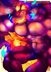  absurd_res anthro dragon fire flaming_horn hi_res league_of_legends male membrane_(anatomy) membranous_wings muscular mythological_creature mythological_scalie mythology riot_games scalie smolder_(lol) solo spriteguto tail tencent wings 