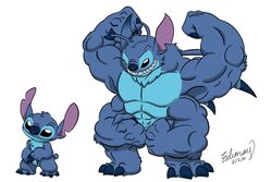  2021 4_arms 4_fingers 4_pecs 4_toes abs alien antennae_(anatomy) anthro back_spines biceps big_muscles biped black_eyes blue_body blue_claws blue_fur blue_nose cel_shading chest_tuft claws dated digital_drawing_(artwork) digital_media_(artwork) dipstick_antennae disney ear_markings edimay experiment_(lilo_and_stitch) featureless_chest feet finger_claws fingers flexing fur grin head_tilt head_tuft lilo_and_stitch male multi_arm multi_limb multi_pecs multicolored_antennae muscular notched_ear pecs shaded sharp_teeth signature simple_background small_tail smile solo standing stitch_(lilo_and_stitch) tail teeth toe_claws toes tuft white_background 