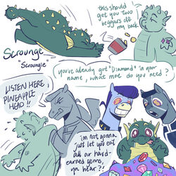  alternate_species alternate_universe anthro dragon dragonification ear_fins equid equine feral feralized fin furrification gem group hasbro hi_res jojo&#039;s_bizarre_adventure josuke_higashikata male mammal my_little_pony okuyasu_nijimura pegasus ponification regularcitrus scalie shigekiyo_yangu smile spikes spikes_(anatomy) tail tongue tongue_out trio wings 