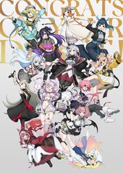  6+girls alba_sera amane_luna_(vtuber) animal_ears bat_hair_ornament black_hair blonde_hair blue_hair breast_zipper breasts character_request check_character earrings fox_ears glasses grey_hair hair_between_eyes hair_ornament highres hinahoshi_airu hitoshiro_itsuki hood horns jacket jewelry kagase_uno kashi_otoha kujou_ringo long_hair long_sleeves looking_at_viewer makicha_(sasurainopink) maru_nanamona multicolored_hair multiple_girls nhot_bot otokado_ruki pink_hair pink_shirt plaid plaid_skirt ponytail purple_eyes purple_hair red_eyes seira_mint shirt simple_background skirt smile streaked_hair syusetu_kohaku tulsi_nightmare twintails uzume_(vtuber) vee_(vtuber) versen very_long_hair virtual_youtuber 