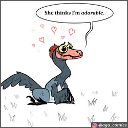  1:1 ambiguous_gender dialogue dinosaur dromaeosaurid english_text extinct feral heart_symbol pet_foolery prehistoric_species reptile scalie solo text theropod twig_the_velociraptor velociraptor 