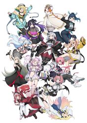  6+girls absurdres alba_sera amane_luna_(vtuber) animal_ears bat_hair_ornament black_hair blonde_hair blue_hair breast_zipper breasts character_request check_character earrings fox_ears glasses grey_hair hair_between_eyes hair_ornament highres hinahoshi_airu hitoshiro_itsuki hood horns jacket jewelry kagase_uno kashi_otoha kujou_ringo long_hair long_sleeves looking_at_viewer makicha_(sasurainopink) maru_nanamona multicolored_hair multiple_girls nhot_bot otokado_ruki pink_hair pink_shirt plaid plaid_skirt ponytail purple_eyes purple_hair red_eyes seira_mint shirt simple_background skirt smile streaked_hair syusetu_kohaku tulsi_nightmare twintails uzume_(vtuber) vee_(vtuber) versen very_long_hair virtual_youtuber 