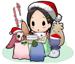  :d bell blush_stickers cake christmas christmas_tree christmas_tree_hair_ornament commentary_request female food hair_ornament hairpin hat holly lonely merry_christmas miyoshi_chihiro mizuki_gyokuran open_mouth party_hat photoshop_(medium) reindeer reindeer_hair_ornament santa_hat signature smile solid_circle_eyes solo stuffed_animal stuffed_toy tamayura tears 