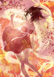  absurdres brown_eyes brown_hair cloth commentary_request dress female highres kisaragi_yuki_emilio kuchinawa legs monogatari_(series) otorimonogatari photoshop_(medium) sengoku_nadeko short_hair snake solo 