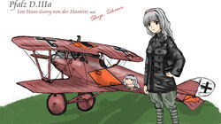  aircraft airplane biplane character_name coat ernest female idolmaster long_hair military pfalz_d.iii shijou_takane solo world_war_i 