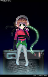  amp amplifier beret black blush brown_hair buret cute eika_sachi green_eyes grey hat headphones jade_launders microphones music overseas overseas_utau sachi_eika short_twintails speaker twintails twintails utau utauloid vocaloid 