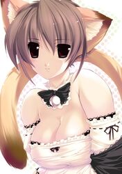  animal_ears bare_shoulders breasts cat_ears cleavage copyright_request female jian large_breasts solo tail 