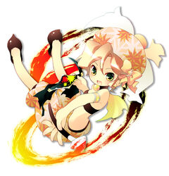  :d bare_legs bare_shoulders blonde_hair brown_hair female final_fantasy final_fantasy_vi from_behind green_eyes long_hair looking_at_viewer looking_back open_mouth pictomancer_(final_fantasy) relm_arrowny short_hair simple_background sitting smile solo suzuki_kokono v-shaped_eyebrows white_background 