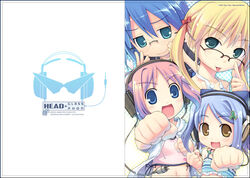  4girls amamiya_manami gakuen_utopia_manabi_straight! glasses hayate_no_gotoku! headphones hiiro_yuki inamori_mika izumi_konata kamina_shades lucky_star massugu_go multiple_girls sanzen&#039;in_nagi tengen_toppa_gurren_lagann triangular_eyewear 