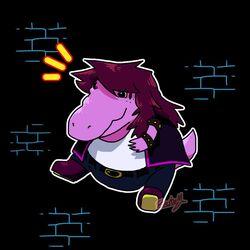  1:1 anthro boots bracelet clothing deltarune footwear hair jewelry meme pink_body purple_hair scalie sitting sitting_baby_alligator_meme smile solo super5tarfruit susie_(deltarune) undertale_(series) 