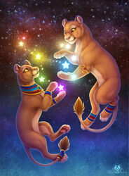  celestial_star_polygon constellation cosmic_background dolphydolphiana duo felid feral galaxy lion mammal pantherine smile space space_background star tail 