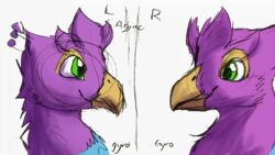  absurd_res avian beak bird blue_body feathered_crest feathers feral galliform green_eyes gryphon gyro_feather gyrotech head_crest hi_res male mythological_avian mythological_creature mythology peafowl phasianid pink_body quadruped solo xeirla 