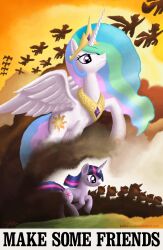  2011 alicorn army avoid_posting cutie_mark equid equine female friendship_is_magic hair hasbro hi_res horn horse inspired_by_formal_art kefkafloyd mammal multicolored_hair my_little_pony mythological_creature mythological_equine mythology n_c_wyeth pegasus pink_eyes pony poster princess princess_celestia_(mlp) propaganda purple_body purple_eyes rainbow_hair royalty troops twilight_sparkle_(mlp) unicorn white_body wings wyeth 