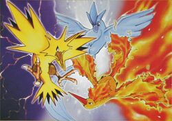  articuno game_freak lowres mitsuhiro_arita moltres no_humans official_art pokemon zapdos 