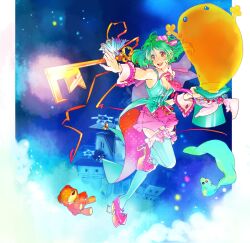  ai-kun alien blue_thighhighs bow commentary_request female garter_straps hairbow hat key leg_up macross macross_frontier macross_frontier:_sayonara_no_tsubasa necktie open_mouth pink_shorts ranka_lee red_eyes ribbon short_hair shorts smile solo stuffed_animal stuffed_toy teddy_bear thighhighs top_hat vajra_(macross) wrist_cuffs zzzz_(koko0v0) 