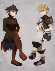  2boys bad_id bad_pixiv_id black_hair blonde_hair blue_eyes kingdom_hearts kingdom_hearts_birth_by_sleep male_focus multiple_boys sana423 spoilers vanitas_(kingdom_hearts) ventus_(kingdom_hearts) wristband yellow_eyes 