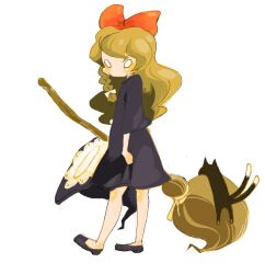  bad_drawr_id bad_id blonde_hair broom chen chen_(cat) cosplay feline female kawanabe kiki_(majo_no_takkyuubin) kiki_(majo_no_takkyuubin)_(cosplay) kirisame_marisa majo_no_takkyuubin multiple_tails o_o oekaki simple_background solo tail touhou 