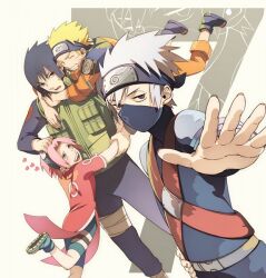  7 half_mask hatake_kakashi hug md5_mismatch naruto oba-min sakura_haruno team7 uchiha_sasuke uzumaki_naruto 