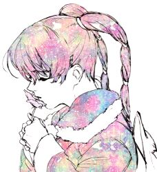  bad_id bad_pixiv_id closed_eyes colorful commentary_request female flower lowres multi-tied_hair ran_(texhnolyze) solo texhnolyze twintails yaku_(ziroken) 