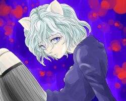  1boy animal_ears blue_eyes hunter_x_hunter nefelpitou trap wavy_hair 