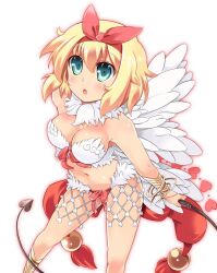  :o aqua_eyes bad_id bad_pixiv_id bare_shoulders blonde_hair blush bracelet breasts chibi_(nekomimimi) female hairband jewelry large_breasts navel ragnarok_online short_hair simple_background solo wanderer_(ragnarok_online) whip wings 