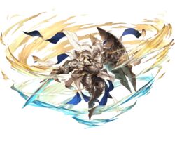  1boy armor armored_boots baotorda blonde_hair blue_eyes boots draph full_armor full_body gloves granblue_fantasy helmet horns male_focus minaba_hideo official_art shield solo sword transparent_background weapon 