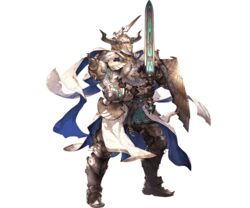  1boy armor armored_boots baotorda blonde_hair blue_eyes boots draph full_armor full_body gloves granblue_fantasy helmet horns male_focus minaba_hideo official_art shield solo sword transparent_background weapon 