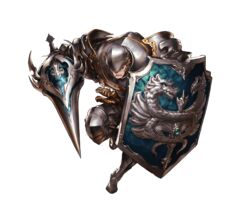  1boy armor armored_boots boots brown_eyes brown_hair deliford full_armor full_body gloves granblue_fantasy helmet lance male_focus minaba_hideo official_art polearm shield solo transparent_background weapon 