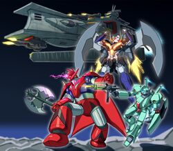  assault_visor axe beam_rifle blue_visor char&#039;s_counterattack clenched_hand clenched_hands commentary_request commission crossover energy_gun firing flying getter_dragon getter_robo gun gundam highres holding holding_axe holding_gun holding_shield holding_weapon ichinana_(mazinger) jegan kin-san_(sasuraiga) mazinger_(series) mazinger_z mazinger_z:_infinity mecha multiple_crossover no_humans robot science_fiction shield shin_getter_robo skeb_commission spacecraft super_robot super_robot_wars super_robot_wars_30 thrusters victory_gundam weapon 