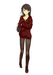  commentary_request female glasses highres long_hair original pantyhose samuraig solo 